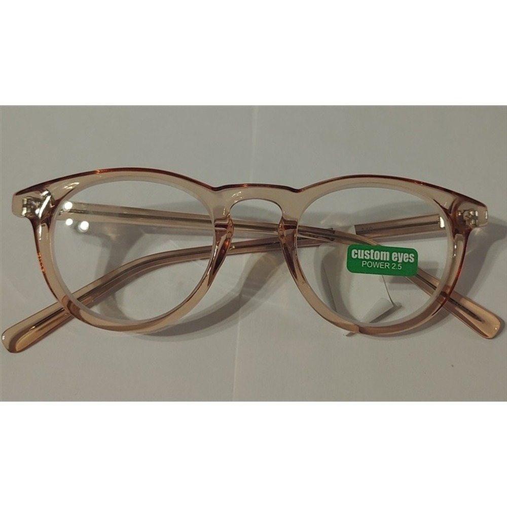 Custom Eyes Clear Beige Cat Eye Frame 3.0 Reading Nerd Glass Readers 82344